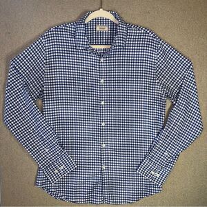 Savannah size large Navy and White checkered Plaid Men's Shirt